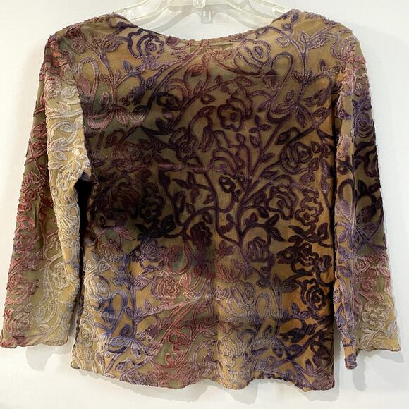 Boho Chic Long Sleeve Blouse (Brown and Purple) by Surrealist - Picture 4 of 5